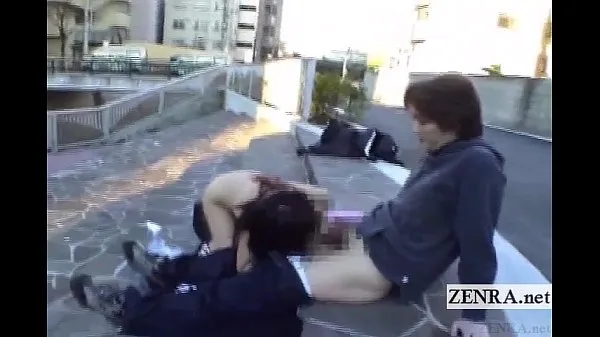 گرم Subtitled extreme Japanese public nudity outdoor blowjob گرم فلمیں