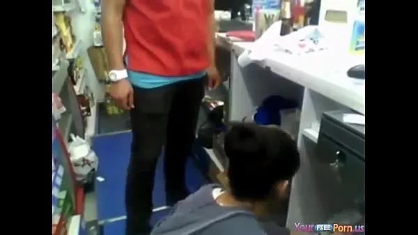 Hot Store Clerk Gets Sucked By His Gf On The Job And Gets Disturbed By A Customer warm Movies