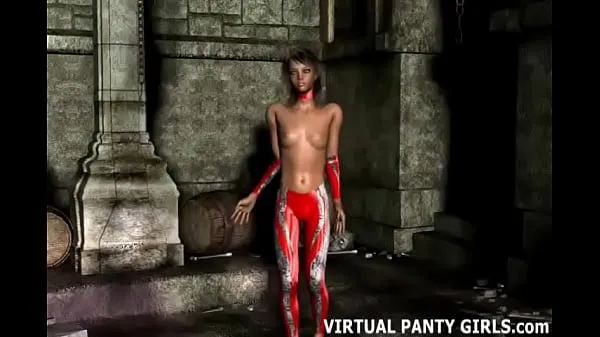 Film caldi Una ragazza anime in topless in 3d prende in giro in lingerie strettacaldi