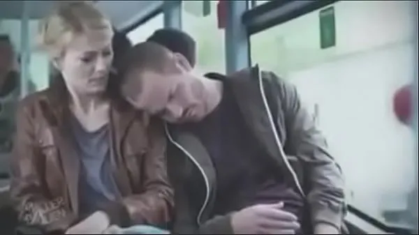 Hot blonde m. by fake sleeper on bus warm Movies