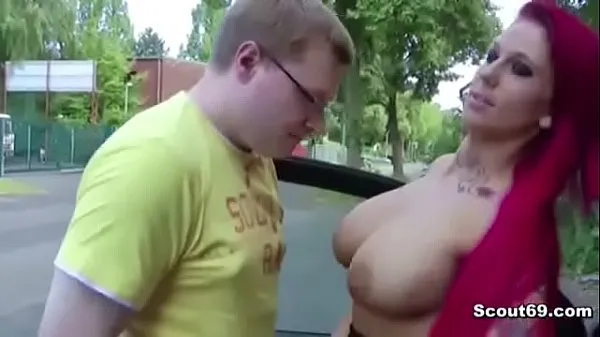 Hotte Big tits redhead teen Lexy fucked outdoors varme film