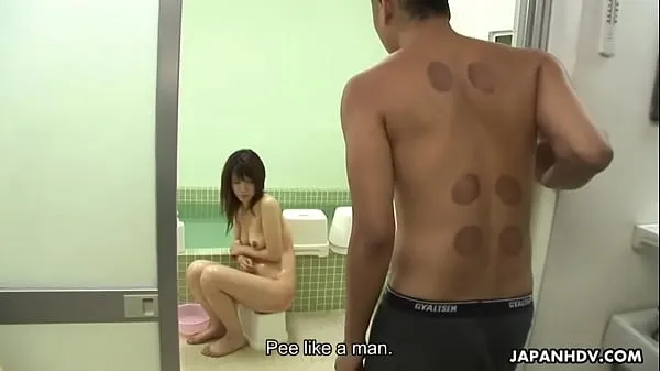 Hete Asian slut made to pee before the pervy dude warme films