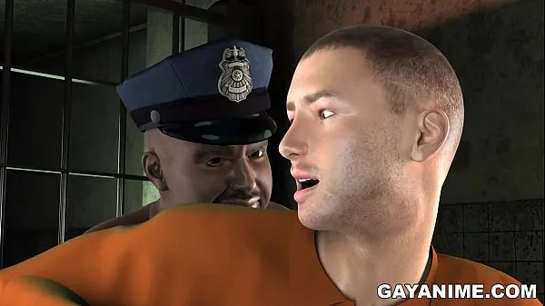 Hete 3D cartoon prisoner gets fucked in the ass by a chubby black cop warme films
