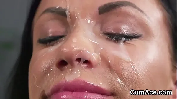 Hot Foxy looker gets jizz load on her face swallowing all the cum warm Movies