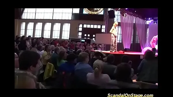 Hot busty burlesque show on public stage warm Movies