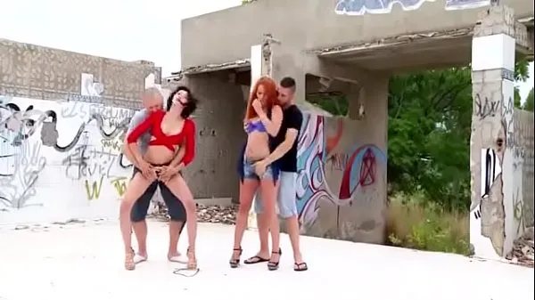 Hot Two Horny Chicks Have Group Sex Outside warm Movies