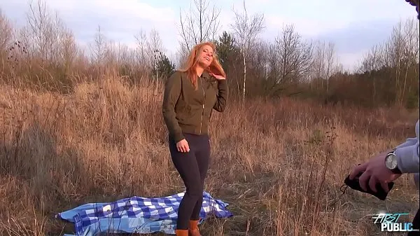 Hot Redhead beauty convinced to fuck outdoor with wierd stranger warm Movies
