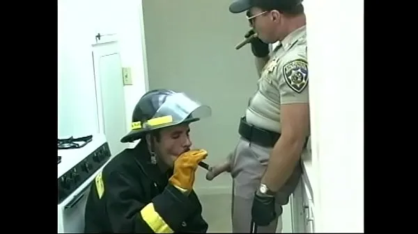 Hot Gay fireman sucks cock of police officer then he returns the favor warm Movies