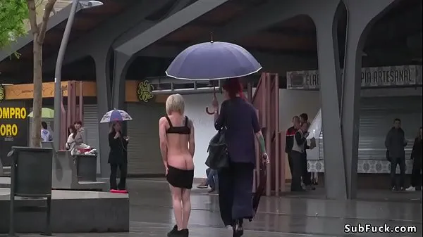 Hot Blonde spinner humiliated in public warm Movies