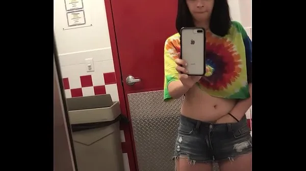 Hot Playing with my tits in a Five Guys bathroom warm Movies