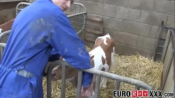 Gorące Homesteading twink making anal love with European homociepłe filmy