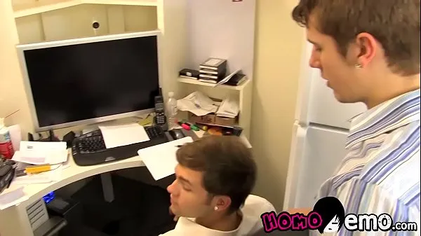 Hot Innocent looking twink sucks off his lover while he works warm Movies