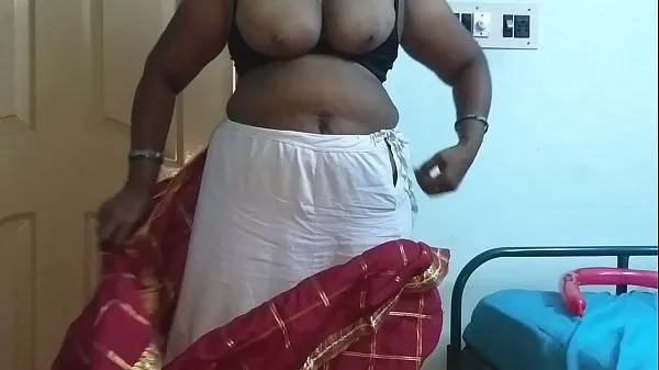 Hete desi indian tamil telugu kannada malayalam hindi horny cheating wife vanitha wearing cherry red colour saree showing big boobs and shaved pussy press hard boobs press nip rubbing pussy masturbation warme films