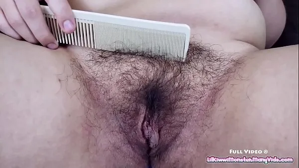 Hot Custom Video - Covering my HAIRY MOUND in lube and combing it in warm Movies