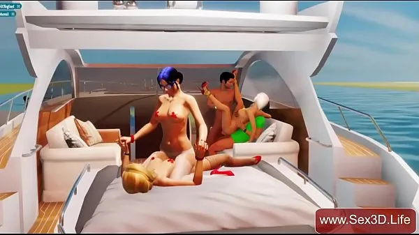 Gorące Yacht 3D group sex with beautiful blonde - Adult Gameciepłe filmy