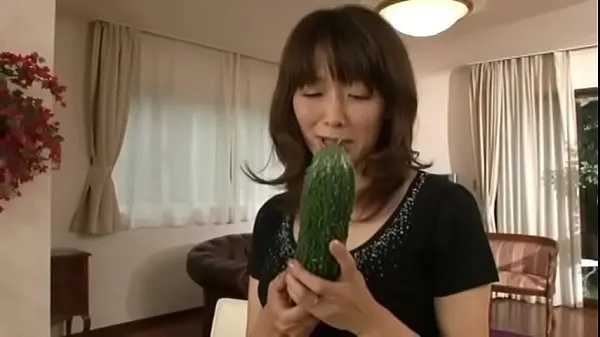 Hot Japanese m. masturbating with a big cucumber warm Movies