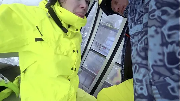 Hot 4K Public cumshot on mouth in ski lift Part 1, 2 warm Movies