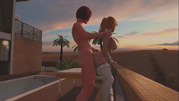 Redhead Shemale fucks Blonde Tranny - Anal Sex, 3D Futanari Cartoon Porno On the Sunset Film hangat yang hangat