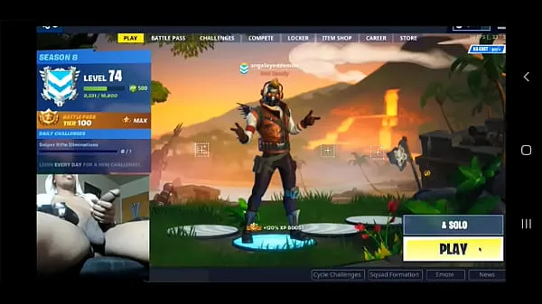 Hot Naked gamer playing fortnite warm Movies
