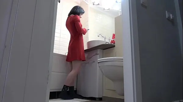 أفلام ساخنة Beautiful Candy Black in the bathroom - Hidden cam دافئة