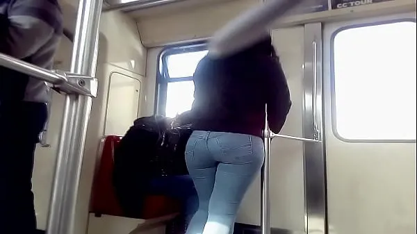 Hot Girl with tight jeans and a big ass in the train - Voyeur warm Movies