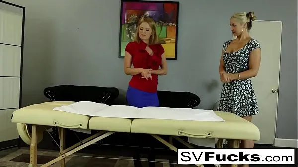 Hot Hot Sarah gets a deep tissue massage from Krissy warm Movies