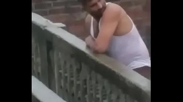 Hete Desi uncle masturbating his monster cock at roof warme films