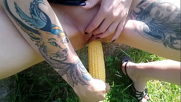 Hot Lucy Ravenblood fucking pussy with corn in public warm Movies