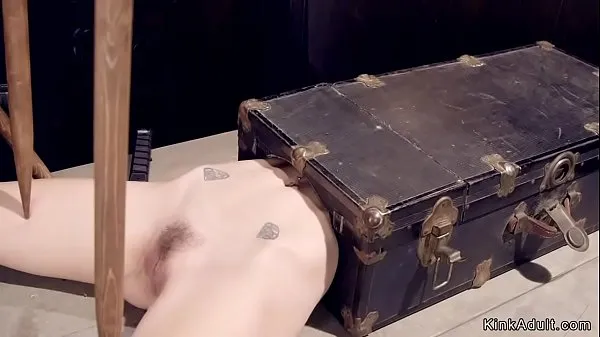 Heta Blonde slave laid in suitcase with upper body gets pussy vibrated varma filmer