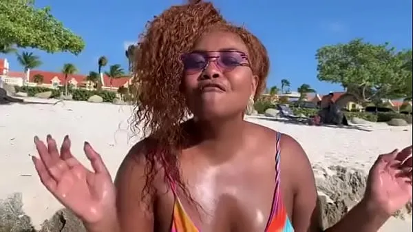 Hot Gaby Amarantos singing on the beach in a thong bikini warm Movies
