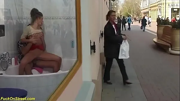 Menő cute horny teen gets deep anal fucked by her boyfriend at public shopping street meleg filmek