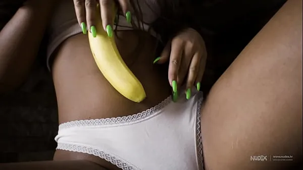 Hot Hot teen eating banana and pouring milk all over her sexy body warm Movies