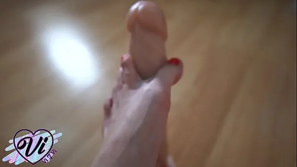 Tiny Teen Oil Footjob Dildo - Solo Closeup Filem hangat panas