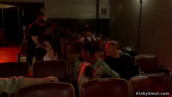 Hot Sub gangbang fucked in public theater warm Movies