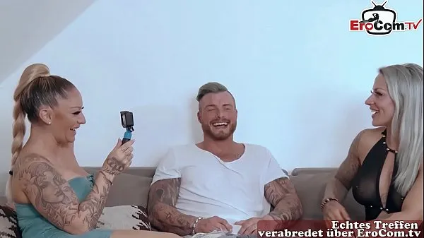 Hot German port milf at anal threesome ffm with tattoo warm Movies
