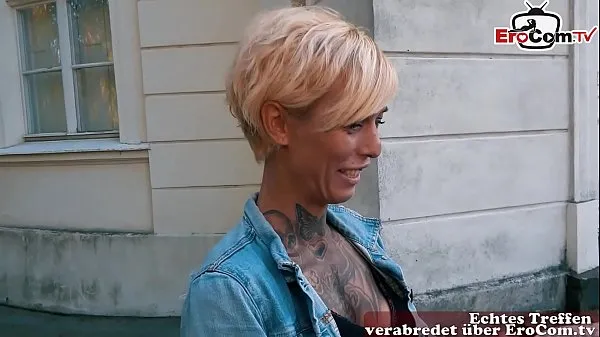 German blonde skinny tattoo Milf at EroCom Date Blinddate public pick up and POV fuck Film hangat yang hangat