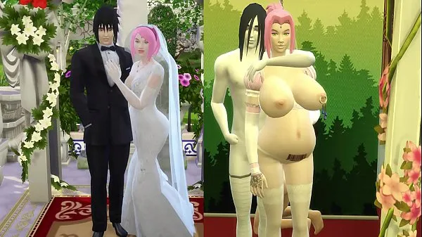 뜨거운 Sakura's Wedding Part 4 Naruto Hentai Obedient and Domesticated Wife Pregnant from their houses in front of her Cuckold and Sad Husband Netorare 따뜻한 영화