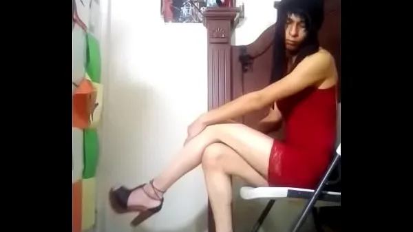 뜨거운 Sexy skinny Tranny in high heels with his long horny legs enjoying chair PART 2 따뜻한 영화