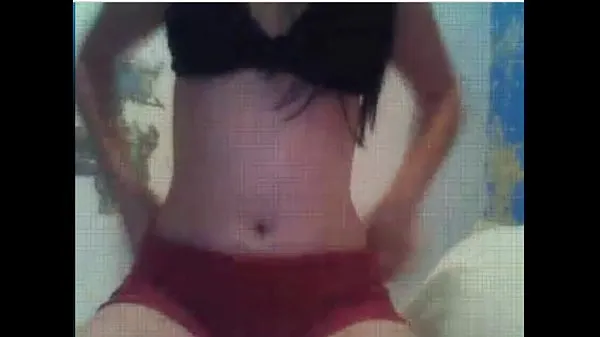 White brunette showing off on WebCam Film hangat yang hangat