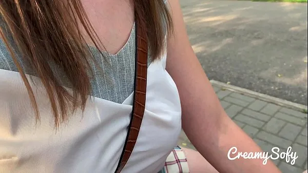 Surprise from my naughty girlfriend - mini skirt and daring public blowjob - CreamySofy Filem hangat panas