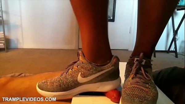 Heta Lexi Black's Nike sneaker and barefoot cock box trampling footjob varma filmer