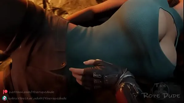 Lara Croft tied up and played with by Tifa [TheRopeDude Film hangat yang hangat
