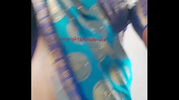 Hete Indian beautiful crossdresser model in blue saree warme films