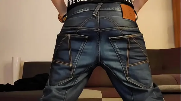 Gorące Boy jerking in G-star raw A-crotch baggy jeans (Przemoboyciepłe filmy