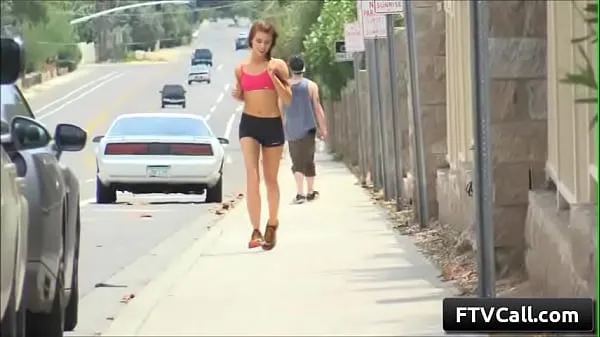 Young cutie brunette amateur Anyah goes for a run and gets naughty and rub her juicy pussy in public Filem hangat panas