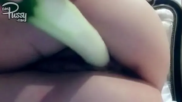 گرم Cucumber in a hairy pussy گرم فلمیں