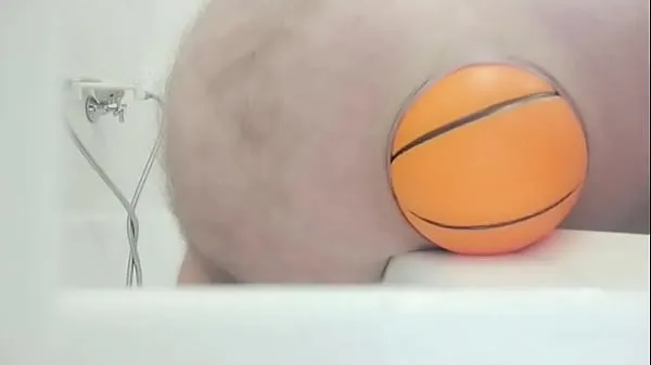 Huge 12cm wide Soccer Ball slides out of my Ass on side of Bath Film hangat yang hangat
