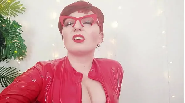 Hot red vinyl catsuit and dirty talk warm Movies