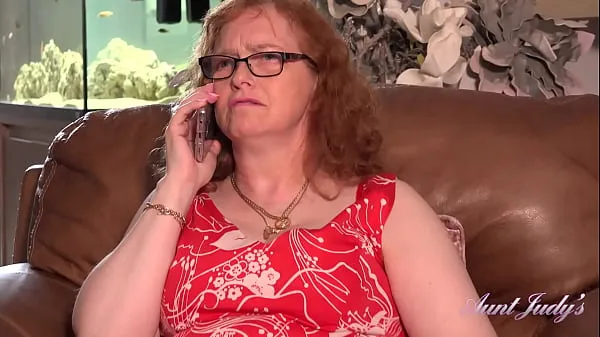 AuntJudys - Curvy 53yr-old Redhead Fiona has Phone Sex in Stockings & Garters Filem hangat panas
