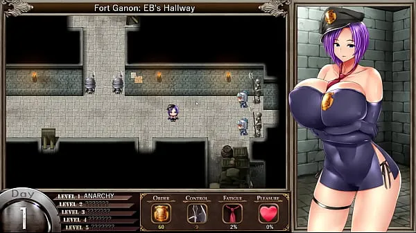 Hot Karryn's Prison [RPG Hentai game] Ep.1 The new warden help the guard to jerk off on the floor warm Movies